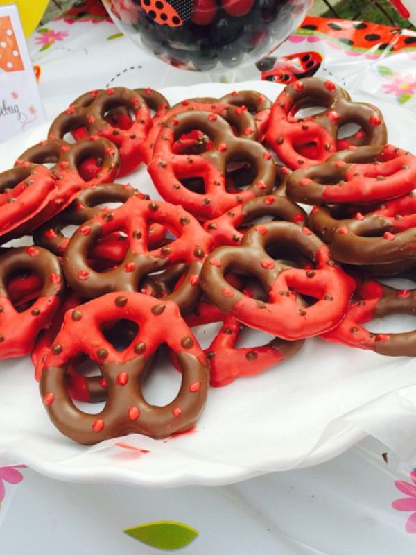 Chocolate covered ladybug pretzels
