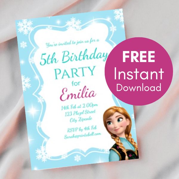 FREE Editable Frozen anna birthday invitation