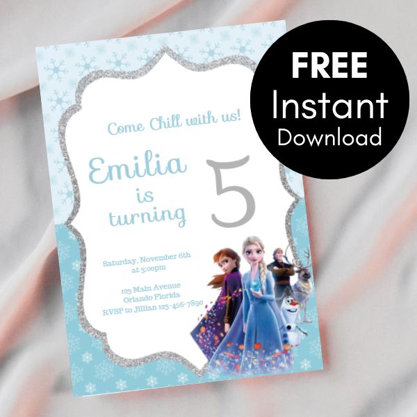 FREE Editable Frozen birthday invitation