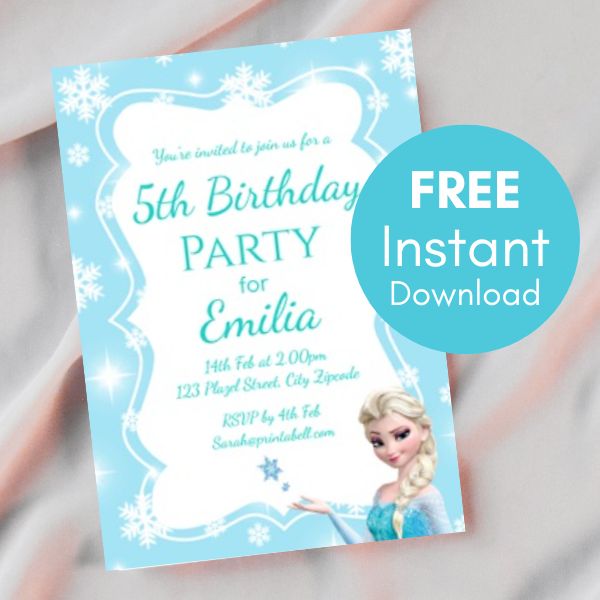 FREE Editable Frozen elsa birthday invitation