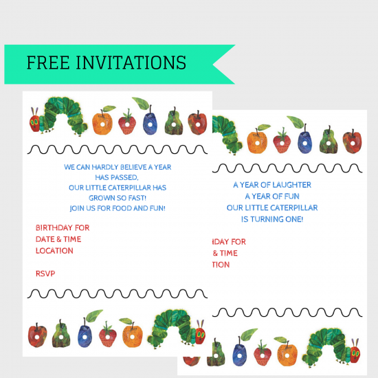 FREE Very Hungry Caterpillar Invitations