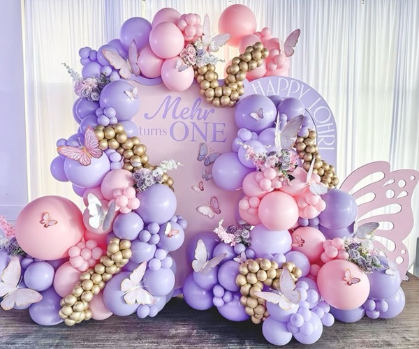 Pretty pastel butterfly balloon garland