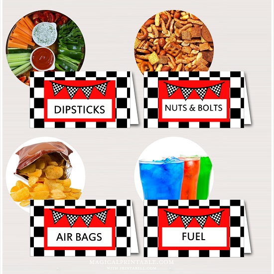 Printable Racing Food Labels