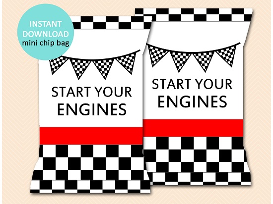 Racing Car Chip Bag Template Printable