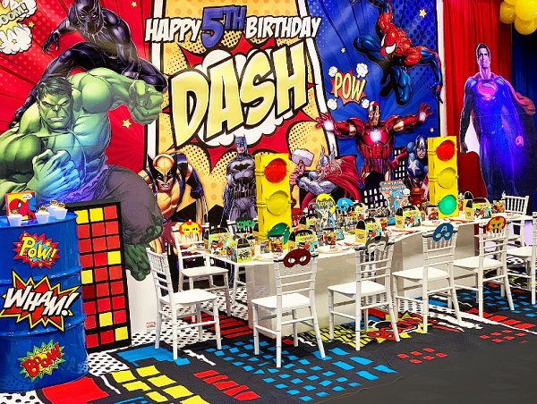 Superhero theme 5th Birthday decorations