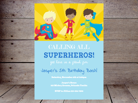 boys superhero birthday invitation editable