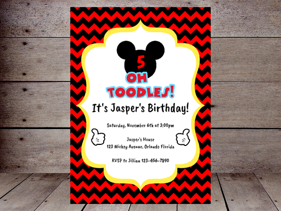 editable oh toodles mickey mouse invitation