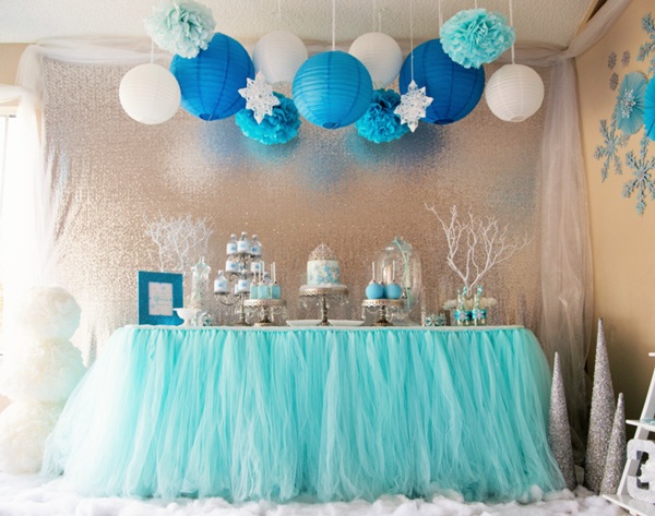 frozen themed tutu  table skirting