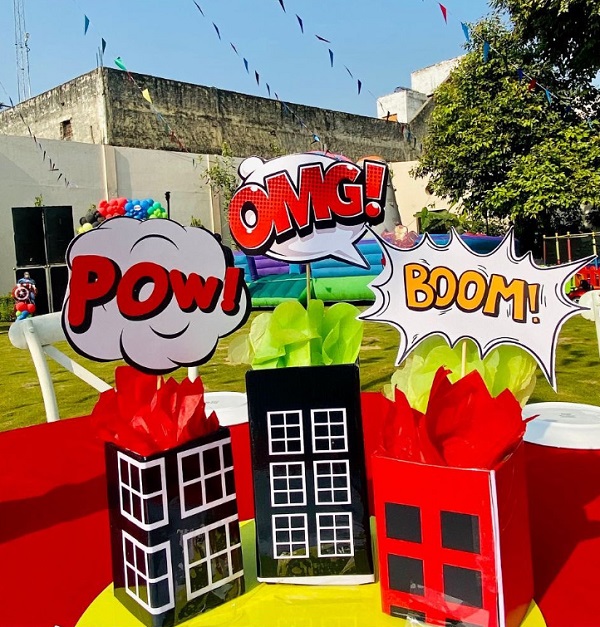 handmade superhero box buildings centerpieces