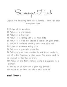 Free Printable Scavenger Hunt Game for a mall / department store / shopping centers