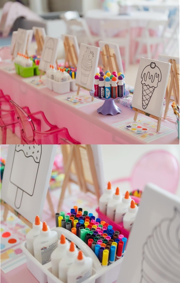 ice cream party craft table