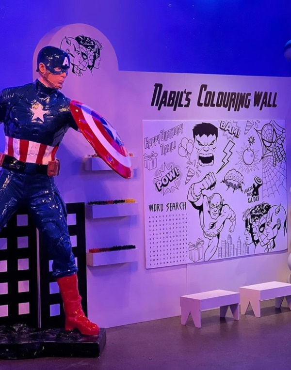 superhero coloring wall