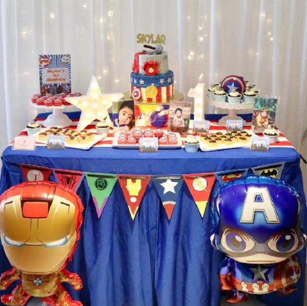 superhero foil balloon and banner