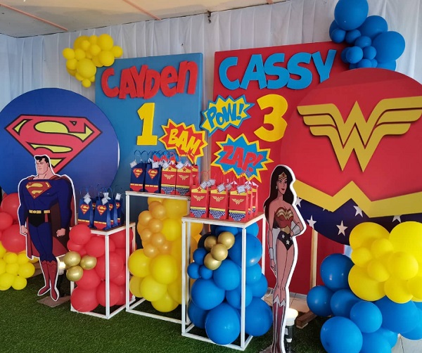 superman and wonderwoman party