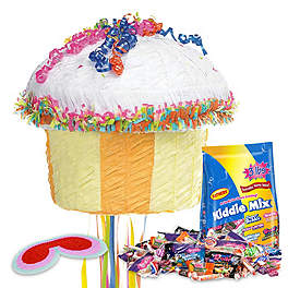 Cupcake Birthday Party Ideas decorations pinata balloons centerpiece