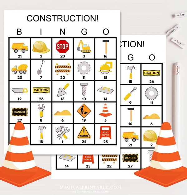 Construction Bingo Cards