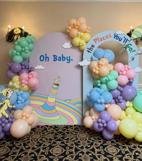 Oh the places youll go party backdrop setup