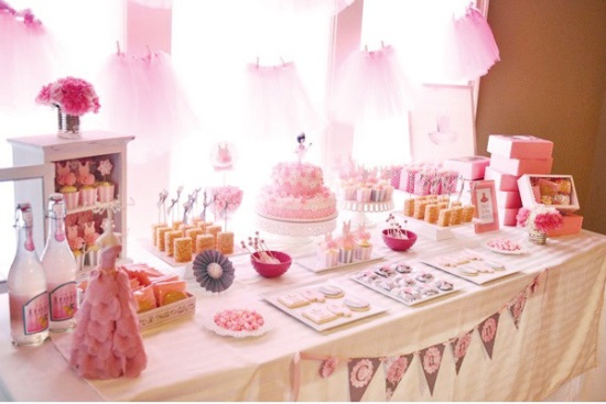 Pink Tutu Ballerina Birthday Party dessert table