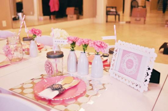 Pink Tutu Ballerina Birthday Party table setting