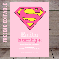 free supergirl editable birthday invitation