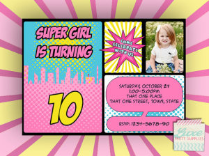 supergirl birthday invitation