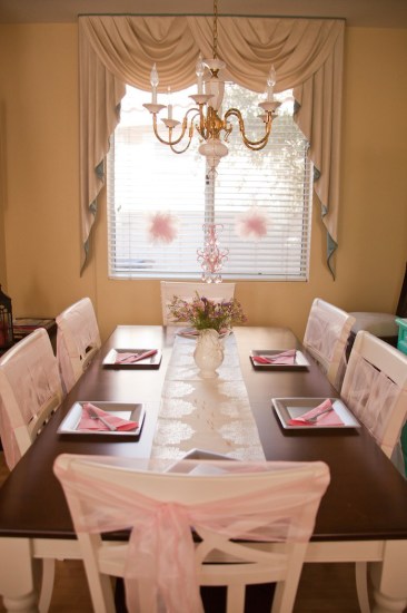 pink ballerina tulle party decoration table setting
