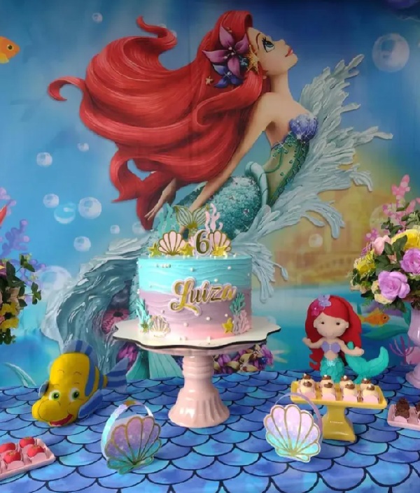 magical little mermaid backdrop poster for dessert table