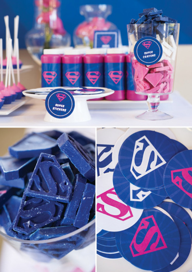 Pink Blue Supergirl Birthday Party favors