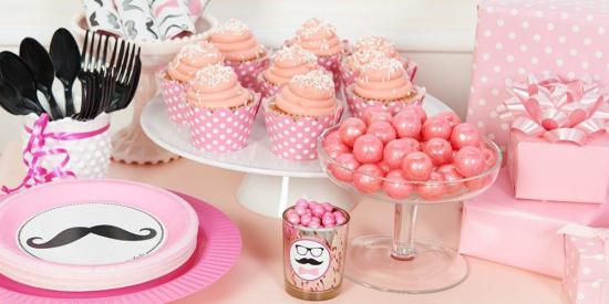 pink girl Mustache Birthday Party Ideas