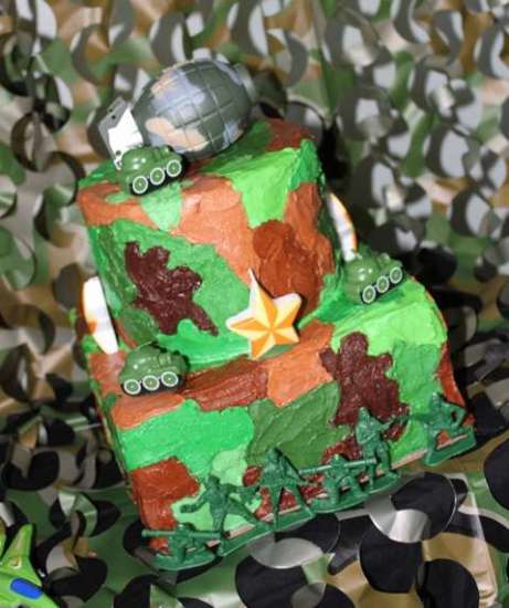 Army Camo Themed Birthday Party cake ideas
