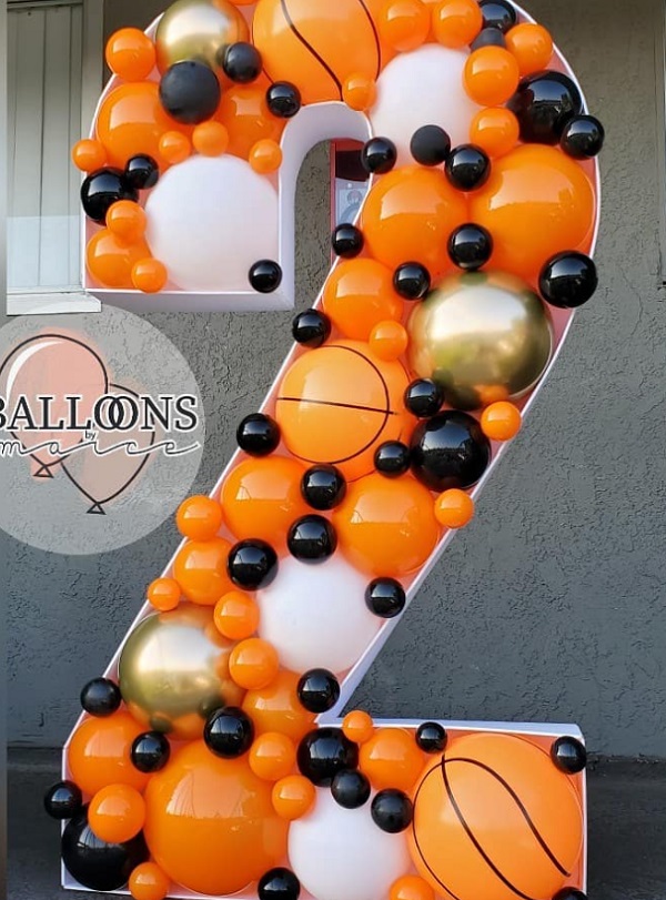 Balloon mosaic number for a Basketball party