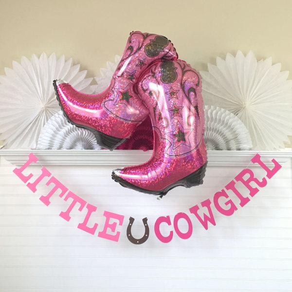 Little Cowgirl Western Banner and balloon
