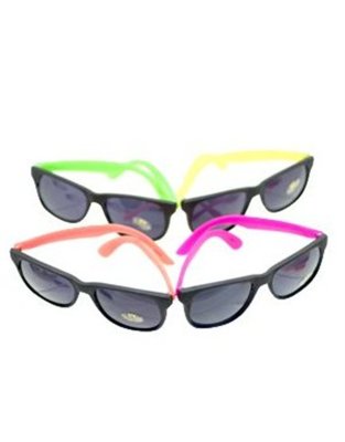 NEON 80's style PARTY SUNGLASSES with dark lens
