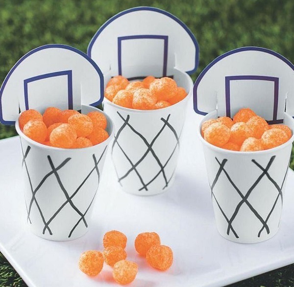 basketball themed paper cups