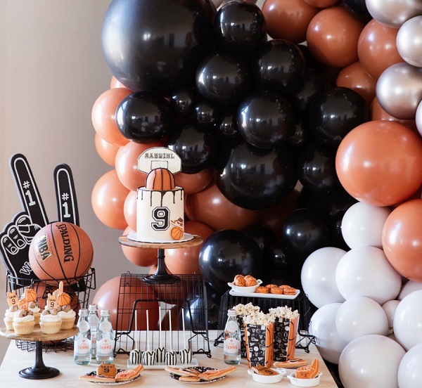 chic basketball party setup