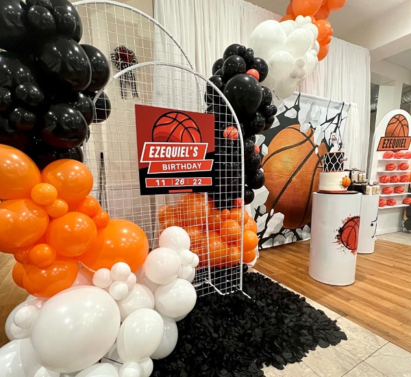 deluxe basketball themed birthday setup