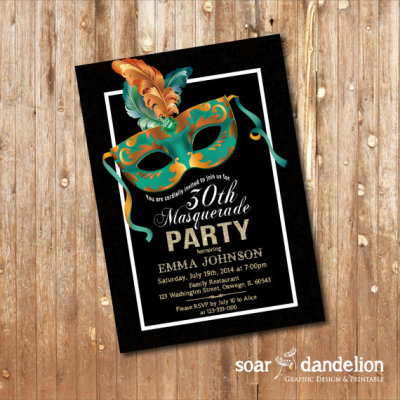 30th Masquerade Birthday Party Invitation