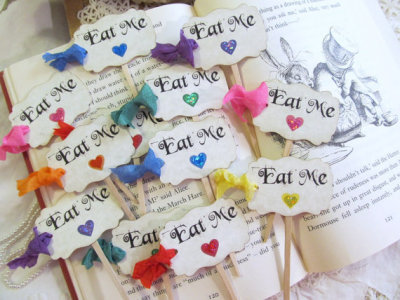 Eat Me Cupcake Toppers with ribbons