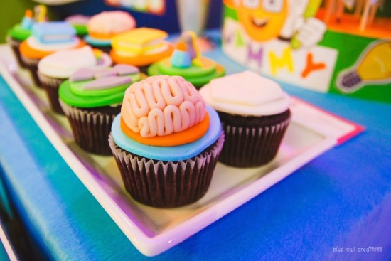 Mad Science Party brain cupcake