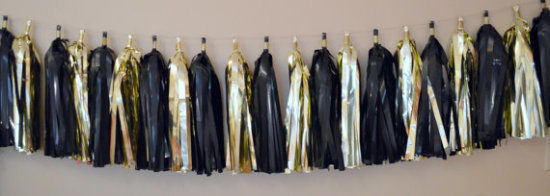 OSCAR Party Decoration - Tassel Garland - Black and Gold Tassel Garland