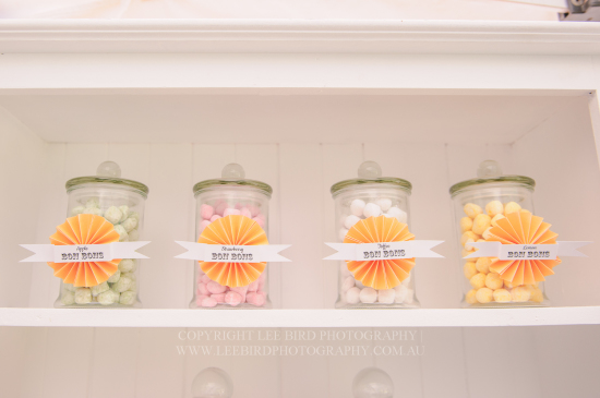 jars decorated in peach