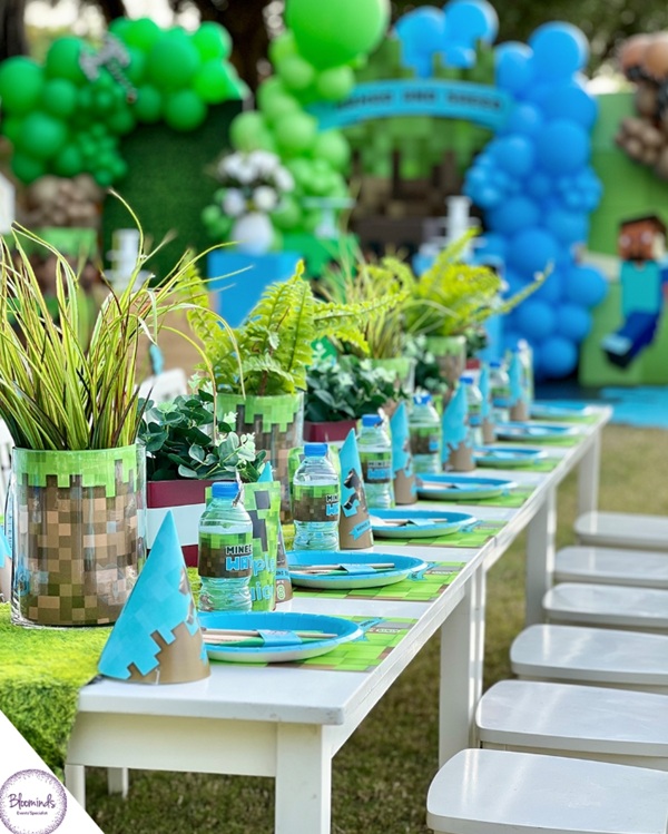 minecraft birthday party table centerpiece plant