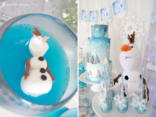 olaf party decoration and drink