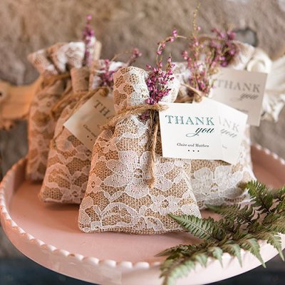 Burlap and Lace Favor Bags
