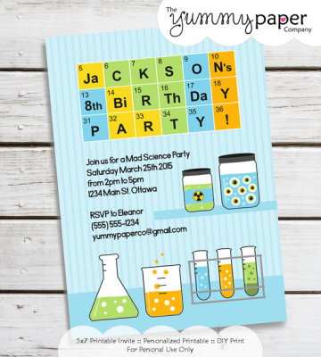 Personalized Printable Mad Scientist Invitation