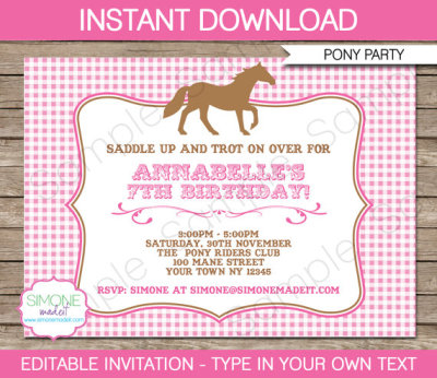 Pony Party Invitations