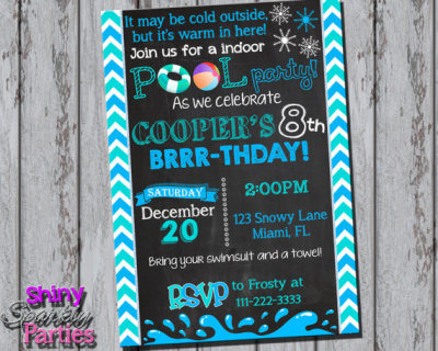 Printable WINTER POOL PARTY Invitation - Winter Birthday Invitation - Indoor Pool Party Invite