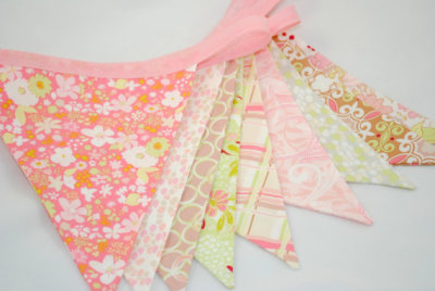 Shabby Chic Party Bunting in PINK GREEN & PEACH