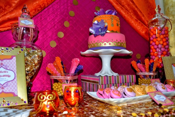 gold-moroccan-teen-birthday-party-ideas-dessert-table-gold-garlands