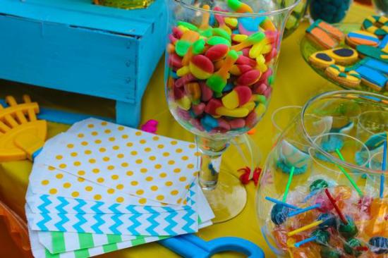 Colorful Beach Birthday Party snacks bags